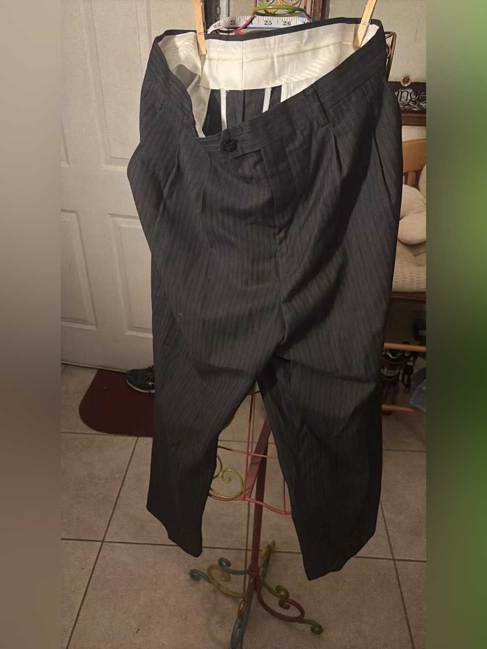 Men's Charcoal Pinstripe Dress Pants